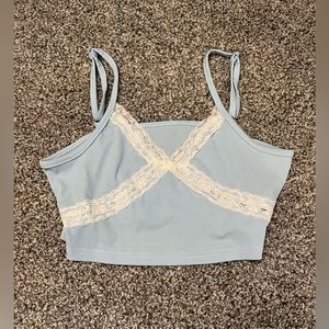 Blue and white tank